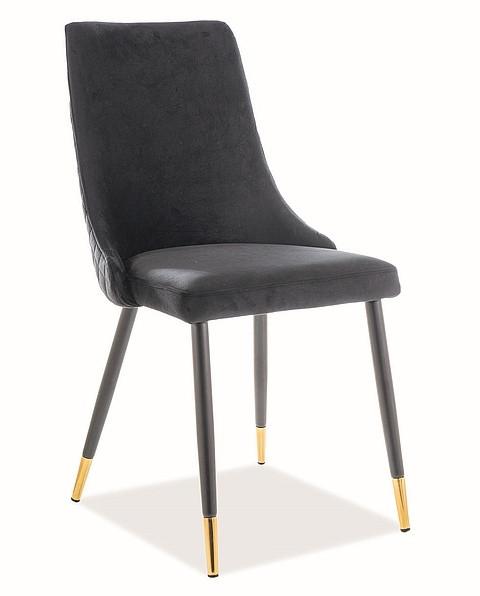 Levně Casarredo Jídelní čalouněná židle NOPI velvet černá/černá/zlatá