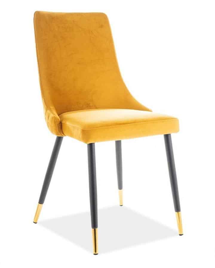 Levně Casarredo Jídelní čalouněná židle NOPI velvet žlutá/černá/zlatá