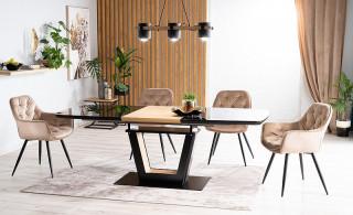 Jídelní čalouněná židle BERI velvet béžová/černá