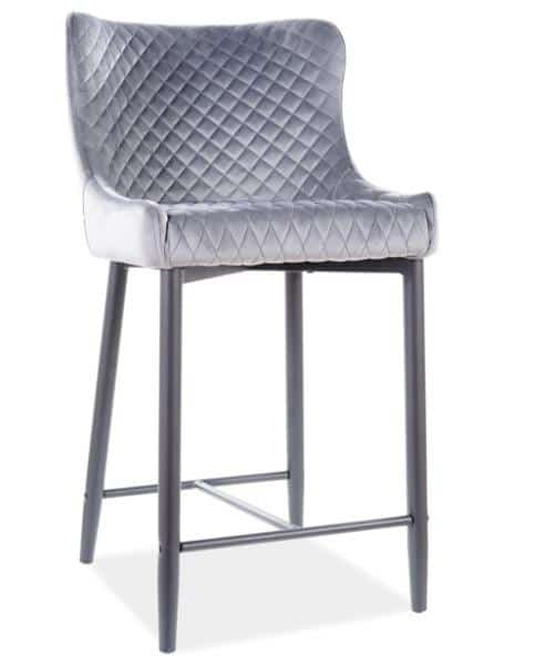 Casarredo Barová židle TIAN B H-2 VELVET šedá/černá