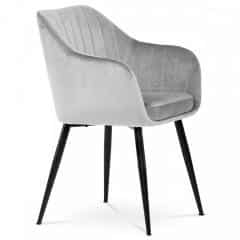 Jídelní židle, potah stříbrná matná sametová látka, kovové nohy, černý matný lak PIKA SIL4
