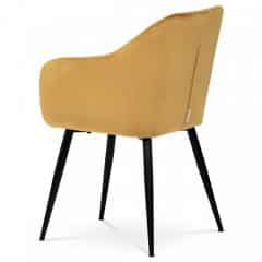Jídelní židle, potah žlutá matná sametová látka, kovové nohy, černý matný lak PIKA YEL4