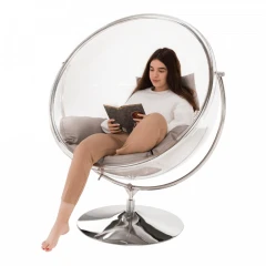 Závěsné křeslo se stojanem, transparentní/stříbrná/šedá, BUBBLE TYP 2
