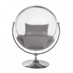 Závěsné křeslo se stojanem, transparentní/stříbrná/šedá, BUBBLE TYP 2