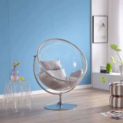 Závěsné křeslo se stojanem, transparentní/stříbrná/šedá, BUBBLE TYP 2