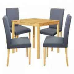 Jídelní stůl 8842 lak + 4 židle PRIMA 3038 šedá/světlé nohy