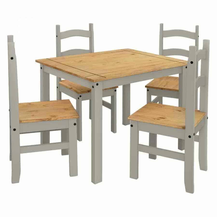 Levně Idea Stůl 100 × 80 + 4 židle CORONA 3 vosk/šedá