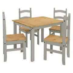 Stůl 100 × 80 + 4 židle CORONA 3 vosk/šedá