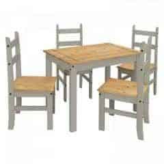 Stůl 100 × 65 + 4 židle CORONA 3 vosk/šedá