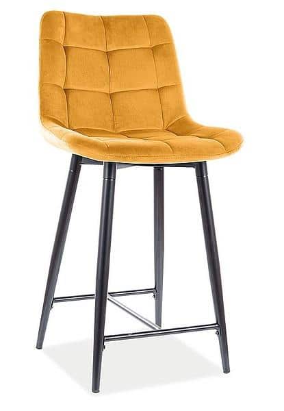 Casarredo Barová čalouněná židle SIK VELVET žlutá/černá
