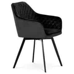 Jídelní židle, potah černá sametová látka, kovové nohy, černý matný lak DCH-425 BK4