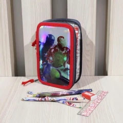 Školní penál třípatrový s náplní Avengers PEBH0841