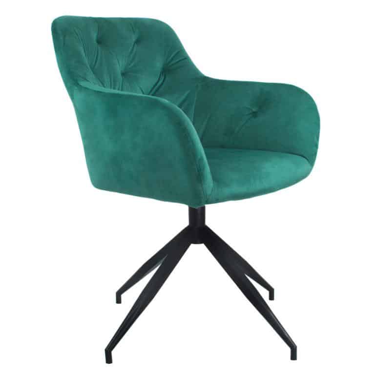 Otočná židle VELEZA NEW - zelená Velvet látka/černá
