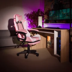 Kancelářské / herní křeslo JOVELA s RGB LED podsvícením - růžová / bílá č.6