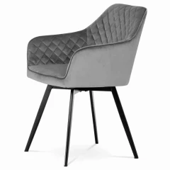 Jídelní židle, potah šedá sametová látka, kovové nohy, černý matný lak DCH-425 GREY4