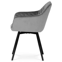 Jídelní židle, potah šedá sametová látka, kovové nohy, černý matný lak DCH-425 GREY4