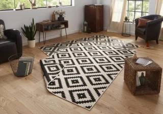 NORTHRUGS - Hanse Home koberce kusový koberec Twin-Wendeteppiche 103129 schwarz creme