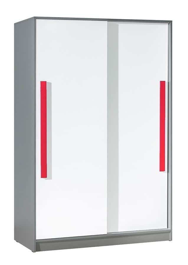 Casarredo Šatní skříň s posuv. dveřmi GYT 13 antracit/bílá/červená