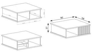 Konferenční stolek na nohách 1S BARBUS dub artisan/černá