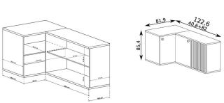 Komoda rohová BARBUS dub artisan/černá