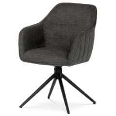 Židle jídelní a konferenční, tmavě šedá látka, černé kovové nohy, otočný mechanismus HC-536 GREY2