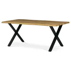 Jídelní stůl, 180x100 cm, MDF deska, dekor divoký dub, kov, černý lak HT-811 OAK
