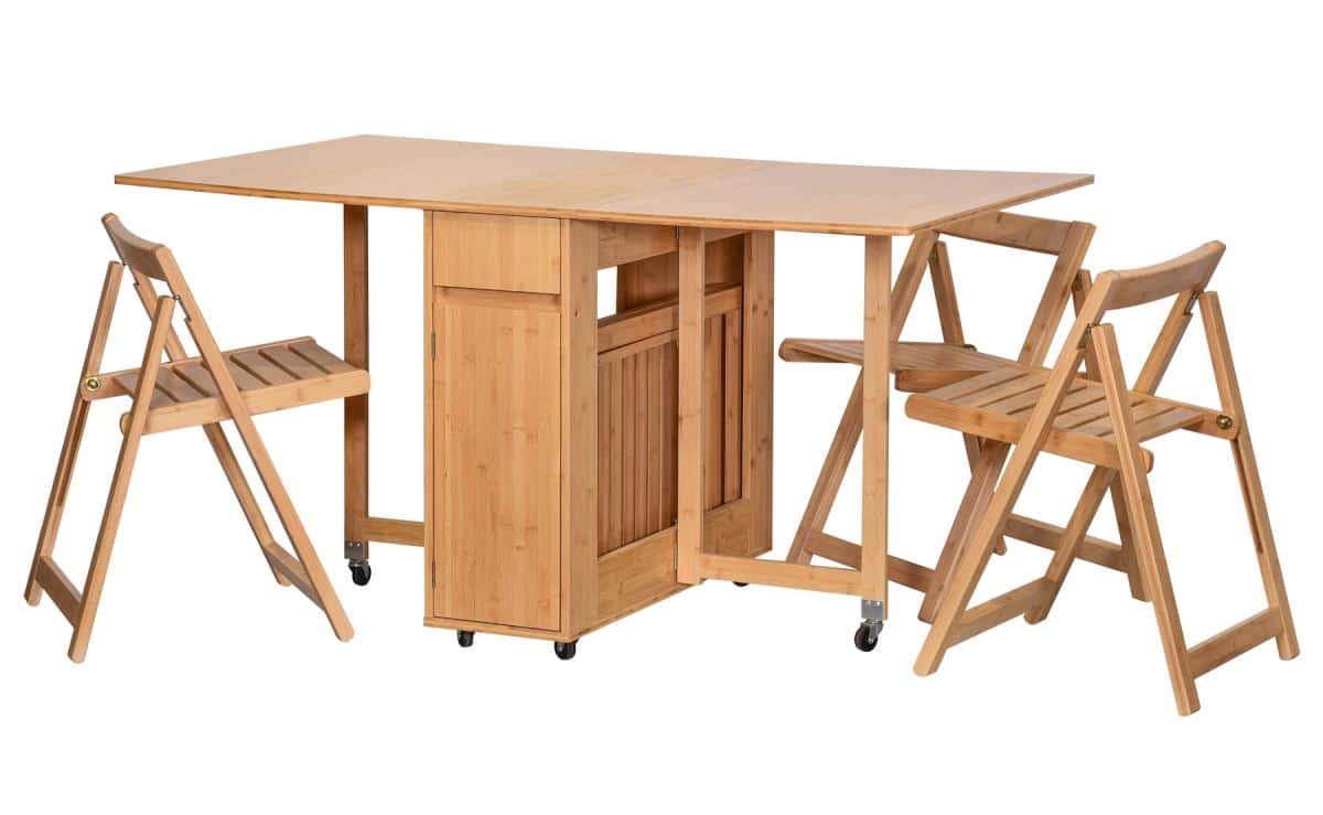 Levně Casarredo Rozkládací set SAIGON 1 stůl + 4 židle přírodní bambus
