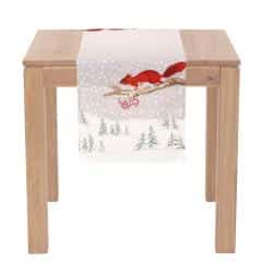Běhoun s vánočním motivem, zasněžená krajina s veverkou, 40x150 cm. UBR074-2