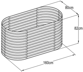 vyvýšený záhon plechový OVÁL 160x80x82cm