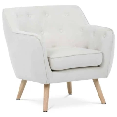 Křeslo relaxační, bílá látka, dřevěné nohy. AK-333 WT2 Křeslo relaxační, bílá látka, dřevěné nohy. AK-333 WT2