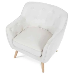 Křeslo relaxační, bílá látka, dřevěné nohy. AK-333 WT2 Křeslo relaxační, bílá látka, dřevěné nohy. AK-333 WT2