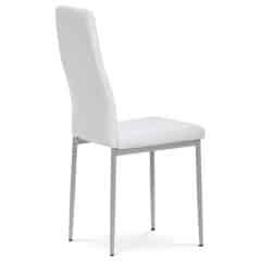 Židle jídelní, bílá koženka, šedý kov DCL-377 WT