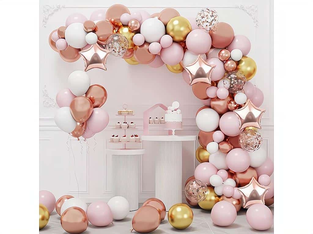 bHome Velká sada balónků na girlandu růžovo-zlatá 117 ks OPBH1443