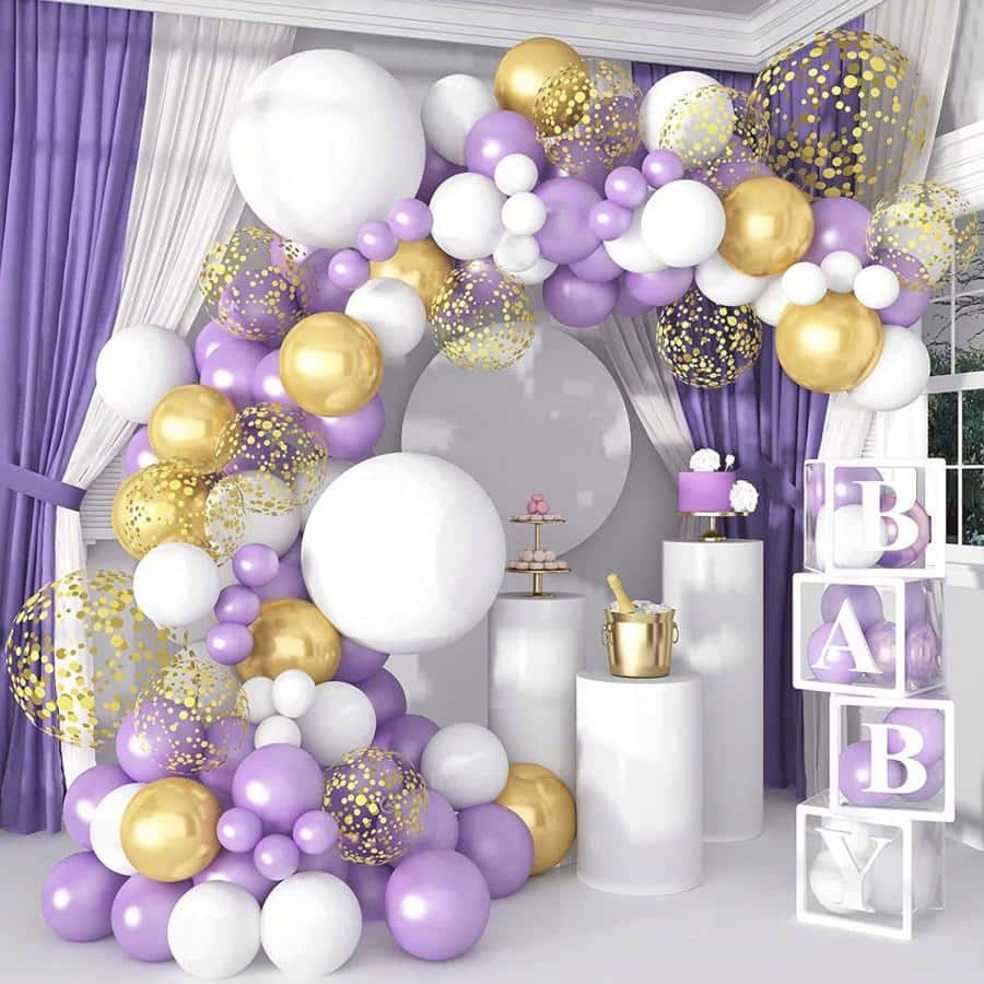 Levně bHome Velká sada balónků na girlandu fialovo-zlatá 120 ks OPBH1445
