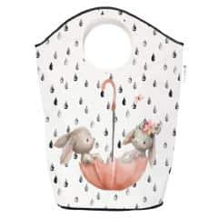 Dětský koš na prádlo nebo hračky Zajíčci v dešti, 64x86x32cm / 80l, Mr.Little Fox by Butter Kings