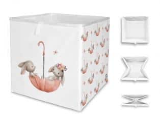 Dětská úložná krabice zajíčci v deštníku, 32x32x32cm / 32l, Mr.Little Fox by Butter Kings