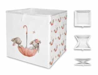 Dětská úložná krabice zajíčci v deštníku, 32x32x32cm / 32l, Mr.Little Fox by Butter Kings