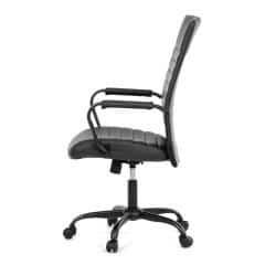Kancelářská židle, černá ekokůže, houpací mech, kolečka pro tvrdé podlahy, černý kov KA-V306 BK
