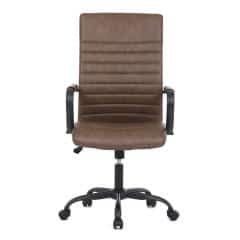 Kancelářská židle, hnědá ekokůže, houpací mech, kolečka pro tvrdé podlahy, černý kov KA-V306 BR