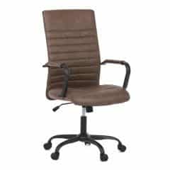 Kancelářská židle, hnědá ekokůže, houpací mech, kolečka pro tvrdé podlahy, černý kov KA-V306 BR