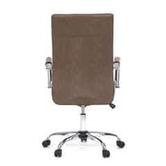 Kancelářská židle, hnědá ekokůže, houpací mech, kolečka pro tvrdé podlahy, chromový kříž KA-V307 BR