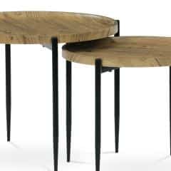 Set 2ks konferenčních stolů, MDF dekor divoký dub, černé kovové nohy. AF-601 OAK
