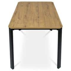Stůl jídelní, MDF deska, dýha divoký dub, kovové nohy, černý lak AT-621 OAK