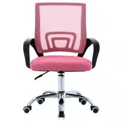 Kancelářská židle, potah růžová látka MESH a síťovina MESH, výškově nastavitelná, kovový chromovaný kříž KA-L103 PINK