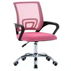 Kancelářská židle, potah růžová látka MESH a síťovina MESH, výškově nastavitelná, kovový chromovaný kříž KA-L103 PINK