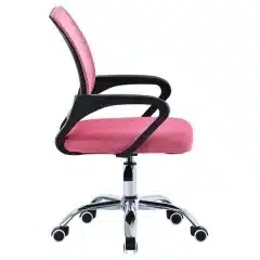 Kancelářská židle, potah růžová látka MESH a síťovina MESH, výškově nastavitelná, kovový chromovaný kříž KA-L103 PINK