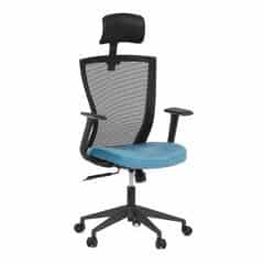 Kancelářská židle, černá MESH síťovina, světle modrá látka, houpací mechanismus, plastový kříž, kolečka pro tvrdé podlah KA-V328 BLUE