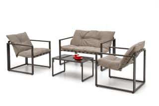 SHARK zestaw ogrodowy ( sofa + fotel 2x + ława ), czarny / cappuccino (1p=1szt)