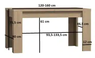 Jídelní stůl rozkládací KORA 120x80 jasan tmavý