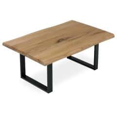 Stůl konferenční 110x70 cm, masiv dub, přírodní hrana, kovová noha &quot;U&quot; 6x2 cm KS-F110U DUB